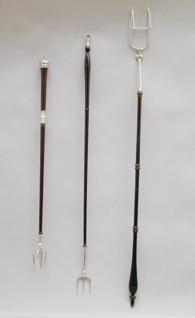 Kızartma çatalları, Londra, 1794-98 (gümüş montajlı) by English School